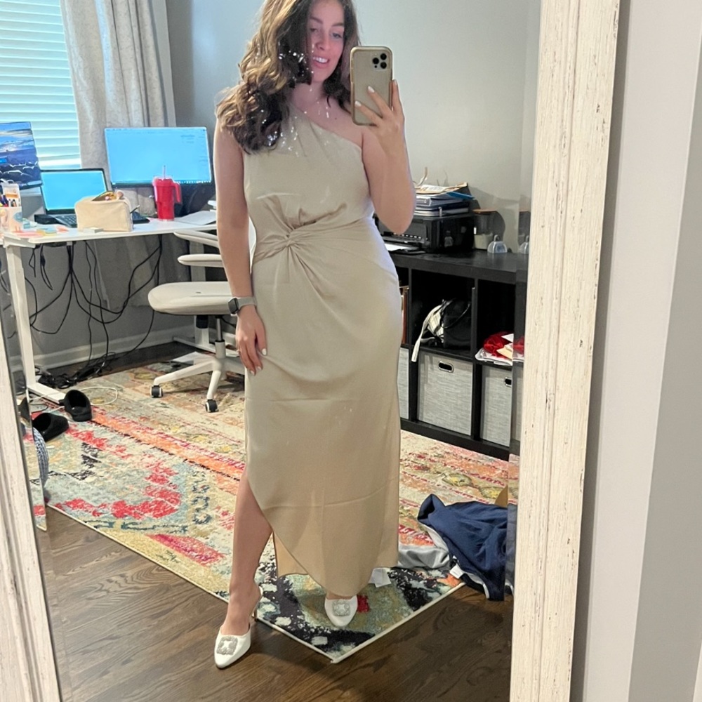 Abercrombie & Fitch Draped One-Shoulder MIDI Dress